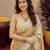 Gold soft shimmer chiffon embroidery work saree with unstitched blouse piece