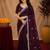 Wine soft shimmer chiffon embroidery work saree with unstitched blouse piece