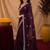 Wine soft shimmer chiffon embroidery work saree with unstitched blouse piece