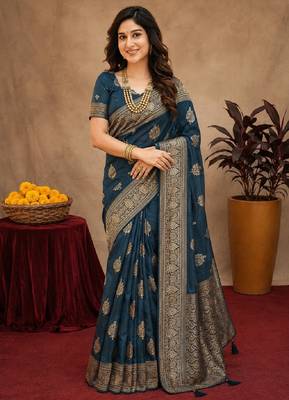 morpich soft pure pethani silk blend with jari weave work saree with unstitched blouse piece 1