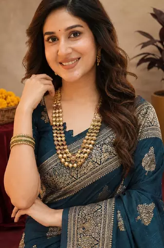 morpich soft pure pethani silk blend with jari weave work saree with unstitched blouse piece