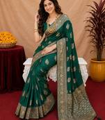 green soft pure pethani silk blend with jari weave work saree with unstitched blouse piece