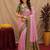 pink green soft silk blend with jacquard woven work saree with unstitched blouse piece