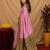 pink green soft silk blend with jacquard woven work saree with unstitched blouse piece