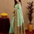 sea green soft silk blend with jacquard woven work saree with unstitched blouse piece