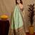 sea green soft silk blend with jacquard woven work saree with unstitched blouse piece