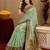 sea green soft silk blend with jacquard woven work saree with unstitched blouse piece