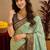 sea green soft silk blend with jacquard woven work saree with unstitched blouse piece
