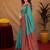 teal blue soft silk blend with jacquard woven work saree with unstitched blouse piece