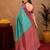 teal blue soft silk blend with jacquard woven work saree with unstitched blouse piece