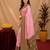 pink green soft silk blend with jacquard woven work saree with unstitched blouse piece