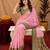 pink green soft silk blend with jacquard woven work saree with unstitched blouse piece