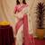 off white pink pink soft silk blend with jacquard woven work saree with unstitched blouse piece