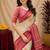 off white pink pink soft silk blend with jacquard woven work saree with unstitched blouse piece