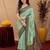 teal green soft silk blend with jacquard woven work saree with unstitched blouse piece