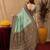 teal green soft silk blend with jacquard woven work saree with unstitched blouse piece