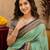 teal green soft silk blend with jacquard woven work saree with unstitched blouse piece