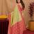 pista green soft silk blend with jacquard woven work saree with unstitched blouse piece