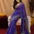 Purple orange linen digital print work saree with unstitched blouse piece