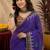 Purple orange linen digital print work saree with unstitched blouse piece