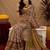 Cream brown linen digital print work saree with unstitched blouse piece