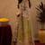 Cream brown linen digital print work saree with unstitched blouse piece