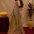 Cream brown linen digital print work saree with unstitched blouse piece