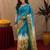 Rama linen digital print work saree with unstitched blouse piece