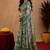 White green linen digital print work saree with unstitched blouse piece