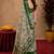 White green linen digital print work saree with unstitched blouse piece