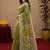 Mehendi green linen digital print work saree with unstitched blouse piece