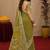 Mehendi green linen digital print work saree with unstitched blouse piece
