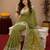 Mehendi green linen digital print work saree with unstitched blouse piece
