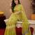 Parrot green linen digital print work saree with unstitched blouse piece