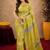 Parrot green linen digital print work saree with unstitched blouse piece
