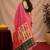 Pink green linen digital print work saree with unstitched blouse piece