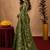 Green linen digital print work saree with unstitched blouse piece