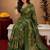 Green linen digital print work saree with unstitched blouse piece