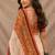 White orange linen digital print work saree with unstitched blouse piece