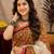 White orange linen digital print work saree with unstitched blouse piece