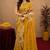 Off white yellow linen digital print work saree with unstitched blouse piece