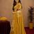 Off white yellow linen digital print work saree with unstitched blouse piece