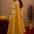 Off white yellow linen digital print work saree with unstitched blouse piece