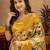 Off white yellow linen digital print work saree with unstitched blouse piece