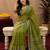Mehendi linen digital print work saree with unstitched blouse piece