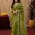 Mehendi linen digital print work saree with unstitched blouse piece