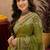 Mehendi linen digital print work saree with unstitched blouse piece