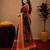 Black red linen digital print work saree with unstitched blouse piece