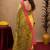 Yellow linen digital print work saree with unstitched blouse piece