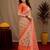 Off white  orange linen digital print work saree with unstitched blouse piece